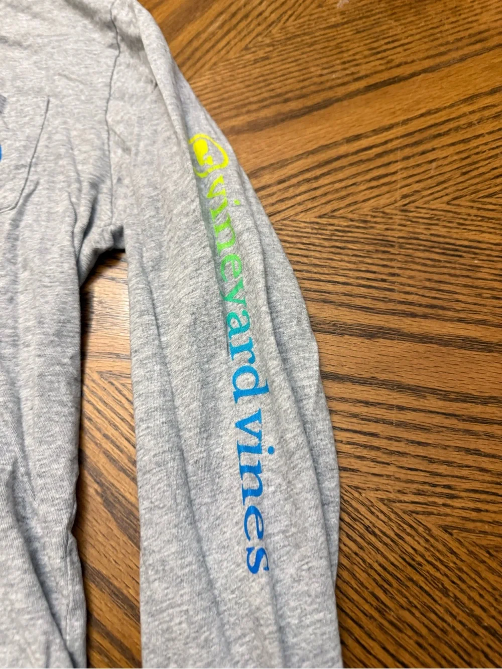 Vineyard Vines Kids' Long-Sleeve Tee in Light Gray with Teal & Yellow Accents